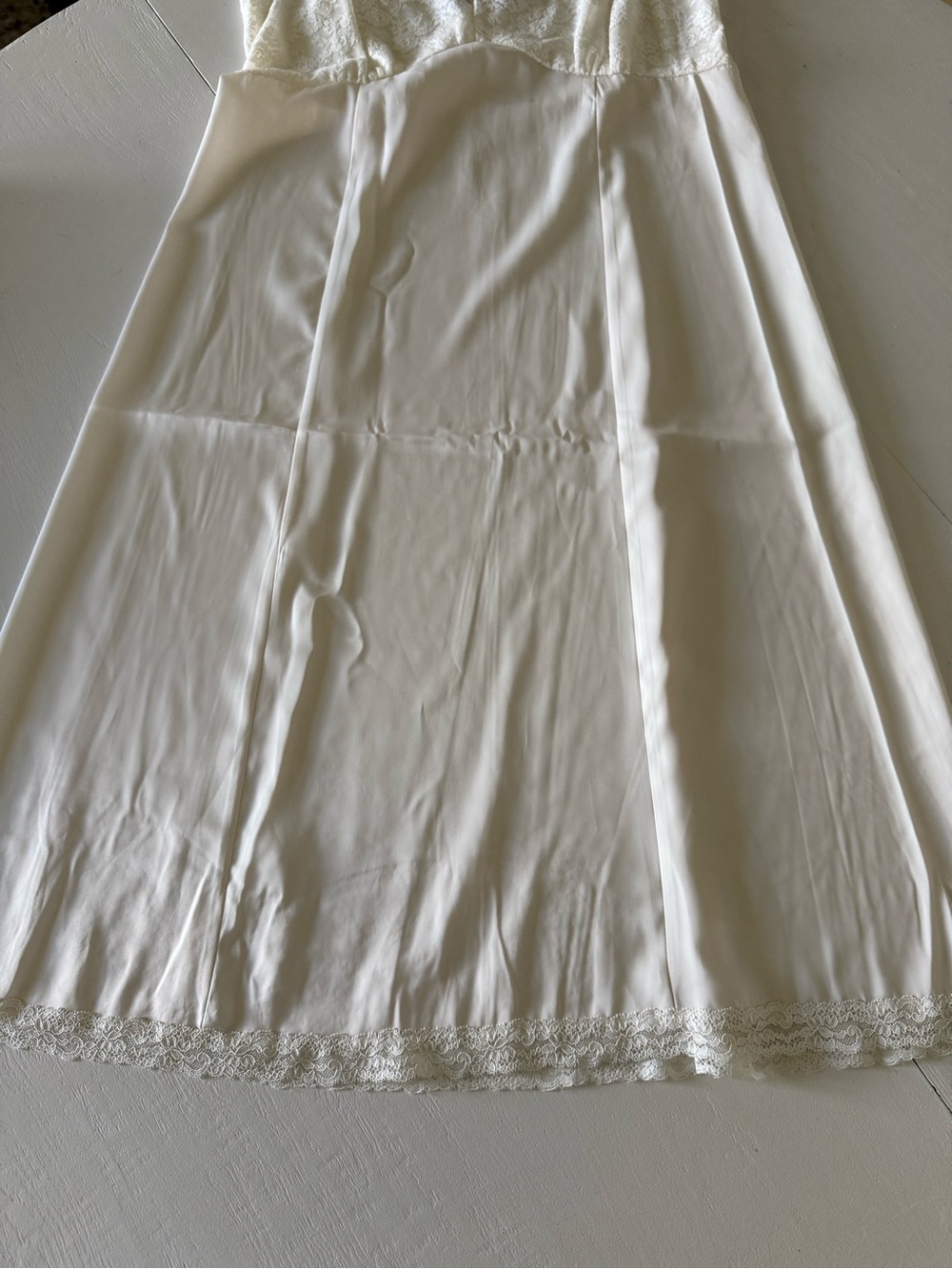 RARE Brandy Melville Ivory Lace-Top Satin Slip Dress - Picture 2 of 3